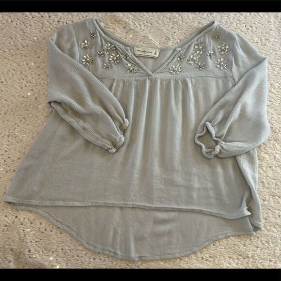 Abercrombie & Fitch Light blue boho top - Picture 2 of 5